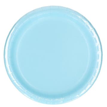 8x Lichtblauwe babyshower  wegwerp bordjes van karton 23 c.., Verzenden, Nieuw