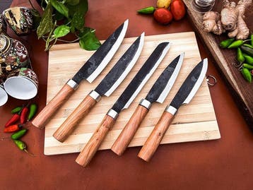 Keukenmes - Kitchen knife set - 733 - Staal, Hout,