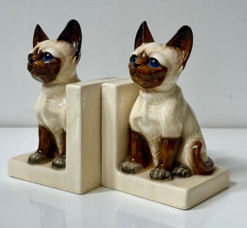 Boekensteunen (2) - Keramiek - Siamese katten