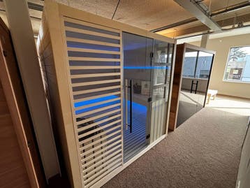 Finse sauna Blue Lagoon | 4-6p | Aspen | 206x205x204, Ophalen of Verzenden, Nieuw, Fins of Traditioneel, Complete sauna