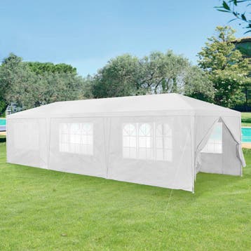 Paviljoen partytent met 8 zijwanden 9x3x2,55 m wit, Tuin en Terras, Partytenten, Verzenden, Nieuw