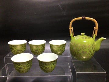 Tachikichi - Theepot - Moegi glazuur met gouden