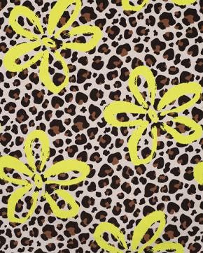 French Terry Neon Bloemen Panter, Hobby en Vrije tijd, Stoffen en Lappen, Overige kleuren, Nieuw