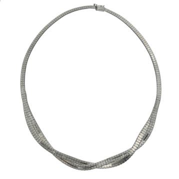 Zilveren fantasie boa collier (Ketting), Sieraden, Tassen en Uiterlijk, Kettingen, Ophalen of Verzenden, Gebruikt, Zilver, Zilver