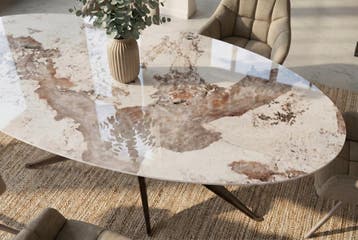 Eettafel PANDORA 220cm ovaal keramiek brons, Huis en Inrichting, Tafels | Eettafels, Ophalen of Verzenden, Nieuw