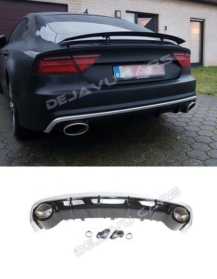 RS7 Look Diffuser + Uitlaat sierstukken voor Audi A7 4G, Auto diversen, Tuning en Styling, Ophalen of Verzenden