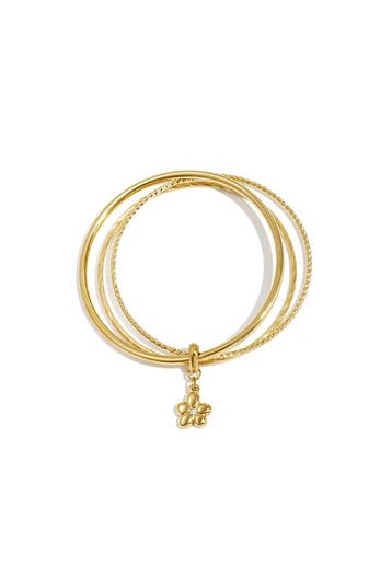 Goudlief Bangles met hangende bloem charm (Armbanden), Verzenden, Nieuw, Zilver, Overige materialen