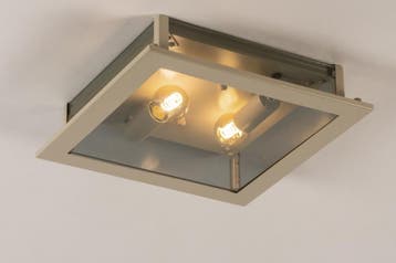 Rietveld Plafondlampen - Grijs, Beige, Zand - Glas, Metaal, Huis en Inrichting, Lampen | Plafondlampen, Verzenden, Nieuw