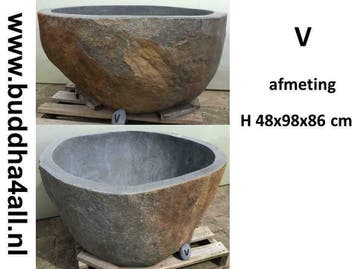 Grote natuursteen bak /pot, tsubukai, minivijver, plantenbak, Ophalen of Verzenden, Nieuw, Steen, Tuin