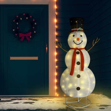 vidaXL Decoratieve sneeuwpop LED 180 cm luxe stof, Diversen, Verzenden, Nieuw