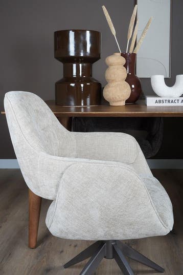 Home67 Jill Draaistoel Beige 120 | Eetkamerstoel, Overige kleuren, Verzenden, Nieuw, Stof