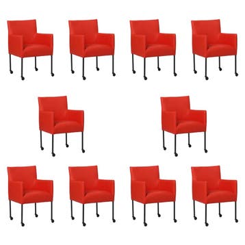 Set van 10 Leren eetkamerstoelen Desire - Toledo Ferrari, Ophalen of Verzenden, Nieuw, Leer, Vijf, Zes of meer stoelen