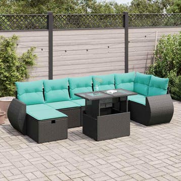 vidaXL 8-delige Loungeset met kussens poly rattan acacia, Verzenden, Nieuw, Loungeset
