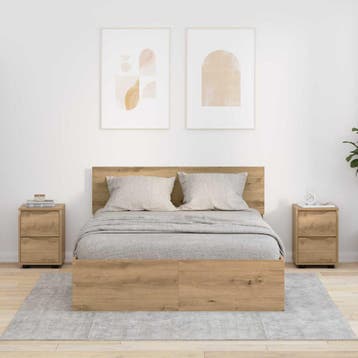 vidaXL Nachtkastjes 2 st Artisan Eiken 30,5 x 30 x 43 cm, Minder dan 45 cm, Verzenden, Nieuw, Minder dan 55 cm