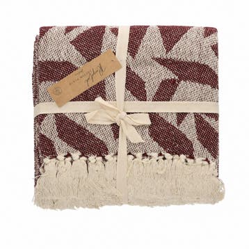 Jens Living Plaid Gerecycled Katoen - 130 x 180 cm - Rood, Huis en Inrichting, Woonaccessoires | Plaids en Woondekens, Verzenden