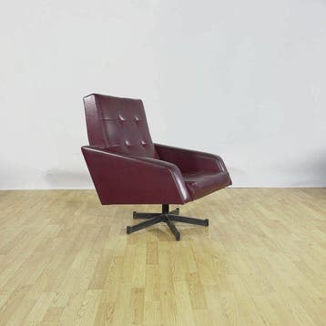 Fauteuil - Staal, Synthetisch leder - Rockabilly Bordeaux