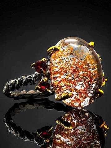 Natural Ghost Quartz Ring - 925 Sterling Zilver - Rode