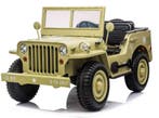 Kinderauto JEEP WILLYS WW2, Desert, 24V, 4WD, 3 zits, RC, Ophalen of Verzenden, Nieuw