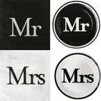 Organza zakje Mr of Mrs zwart of wit met pepermuntjes, Verzenden, Nieuw, Feestartikel, Geboorte of Huwelijk