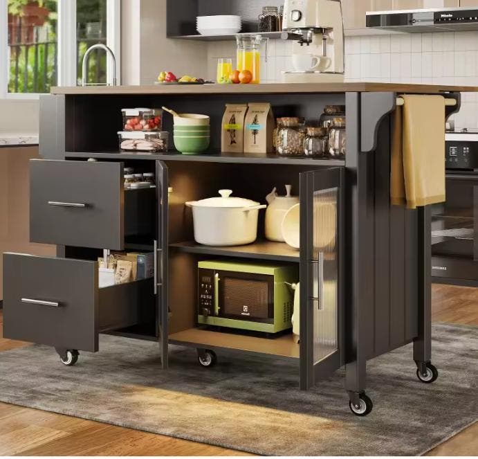 Keukeneiland met Opklapblad en Opbergruimte – 120 cm, Huis en Inrichting, Keuken | Keukenelementen, Nieuw, Verzenden