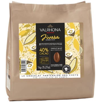 Valrhona Chocolade Druppels Melk Jivara (40%) 1kg, Verzenden, Nieuw