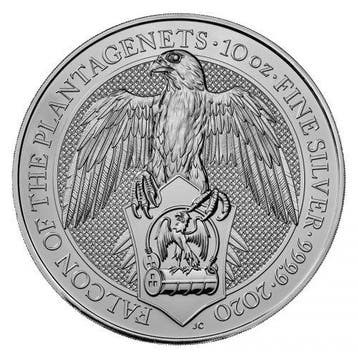 Queens Beast Falcon of the Plantagenets - 10 oz 2020, Postzegels en Munten, Verzenden, Losse munt, Zilver
