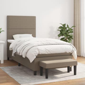 vidaXL Boxspring met matras stof taupe 100x200 cm, 100 cm, Eenpersoons, Verzenden, Nieuw