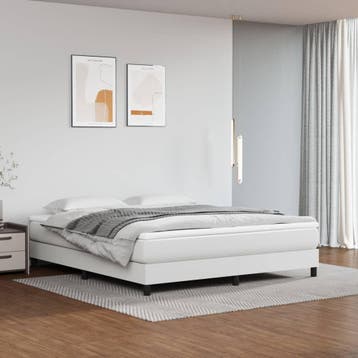 vidaXL Boxspring bed kunstleer wit 180x200 cm, Overige materialen, Eenpersoons, Verzenden, Wit