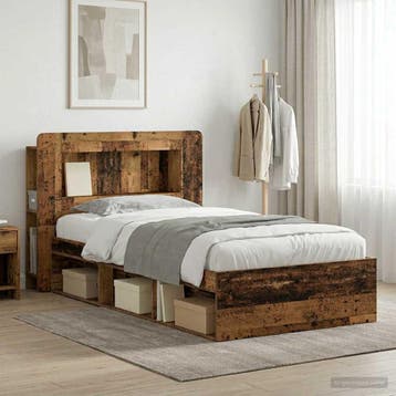 vidaXL Bedframe met opslag Oud hout 90 x 200 cm Bewerkt hout, Eenpersoons, Bruin, Verzenden, Nieuw