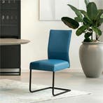 Leren eetkamerstoel Remix - Hermes Turquoise (blauw) -, Huis en Inrichting, Stoelen, Blauw, Nieuw, Ophalen of Verzenden, Industrieel, Modern