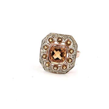 Zonder minimumprijs - Ring - 9 kt. Roségoud, Zilver Spinel -, Nieuw
