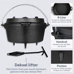 2dekans | KitchenMonster® Dutch Oven Kookpan - Gietijzeren, Ophalen of Verzenden