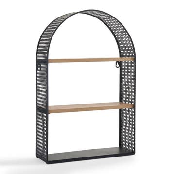 Wandrek Jäller met 3 planken 53x35x14 cm zwart en houtkleuri, Huis en Inrichting, Woonaccessoires | Wandplanken en Boekenplanken