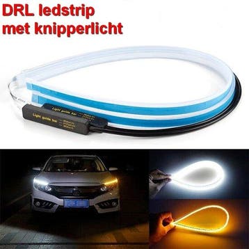 LED Drl strip wit met oranje loop knipperlicht 60cm Ip67, Verzenden, Nieuw