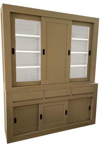 Buffetkast grijsbeige - wit Schagen 180cm dichte middendeur, Ophalen of Verzenden, Nieuw