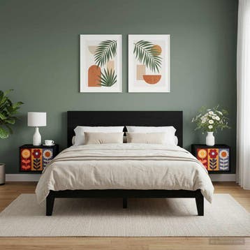 vidaXL Wandkastje ESSEN 2 st Zwart eiken 36 x 33 x 25 cm, Huis en Inrichting, Slaapkamer | Nachtkastjes, Minder dan 45 cm, Verzenden