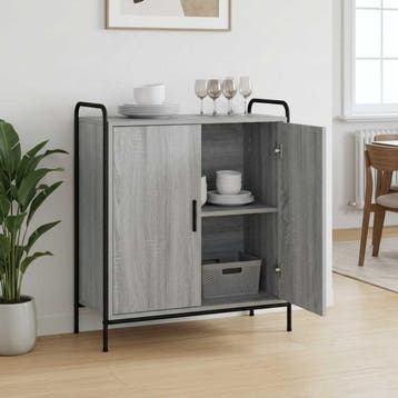 vidaXL Dressoir Grijs Sonoma 97 x 33 x 81 cm Bewerkt hout, Verzenden, Nieuw, Overige houtsoorten, Minder dan 50 cm