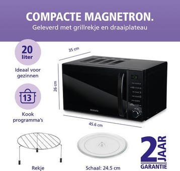 Brabantia BBEK1145DG Magnetron met Grillfunctie, Verzenden