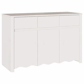 Dressoir Wit 114cm | Massief Grenen | Retourdeal 63% Korting, Gebruikt, 100 tot 150 cm, Ophalen of Verzenden, Modern