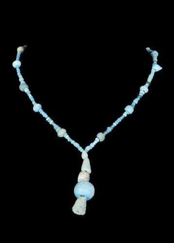 Oud-Romeins Lichtblauw glas Kralenketting (Zonder