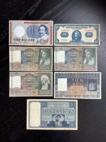 Nederland. - 7 x 10 Gulden - various dates (Zonder