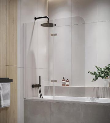 Badwand Austin 120 x 140 cm Chroom Badscherm Draaibaar 5 mm, Verzenden, Nieuw, Bad