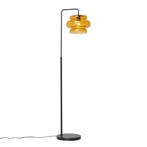 Retro vloerlamp zwart met oranje glas - Denise, Verzenden, Nieuw, Glas, Retro