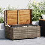 vidaXL Opbergbank 100x50x52 cm poly rattan en acaciahout, Tuin en Terras, Verzenden, Nieuw
