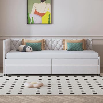 Gestoffeerd Daybed 90x200 cm met Uitschuifbaar Extra Bed - S, Verzenden, Nieuw