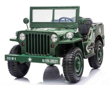 Kinderauto JEEP WILLYS WW2, groen, 24V, 4WD, 3 zits,RC NIEUW, Ophalen of Verzenden, Nieuw, Afstandsbediening