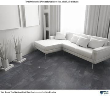 Grote Tegel Laminaat vloeren Zwart Grijs 13 X Decor Big Slab, 75 m² of meer, Grote Tegel Laminaat, Nieuw, Bruin