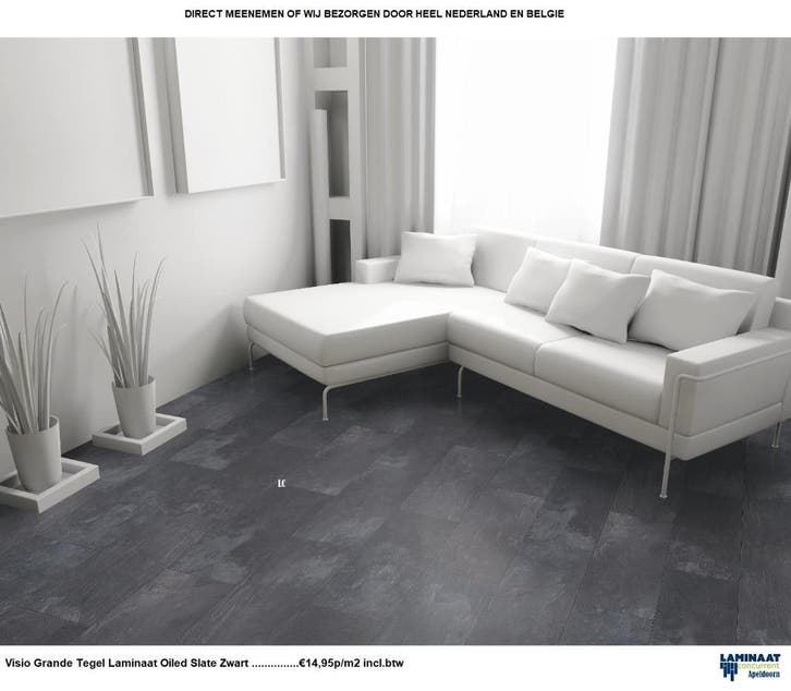 Grote Tegel Laminaat vloeren Zwart Grijs 13 X Decor Big Slab, Huis en Inrichting, Stoffering | Vloerbedekking, Crème, Beige, Bruin