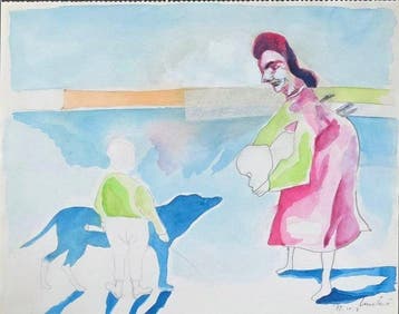 Lucebert (1924-1994) - Vrouw en jongen met hond, Antiek en Kunst