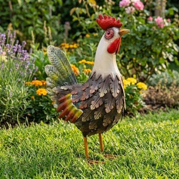 Chicken - 46cm - Beeldje - Staal, Antiek en Kunst